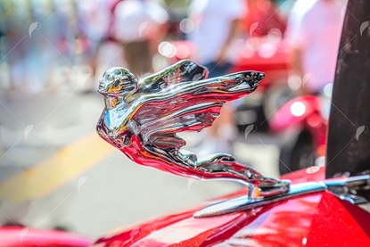 Picture of Red Classic Car Woman Hood Ornament