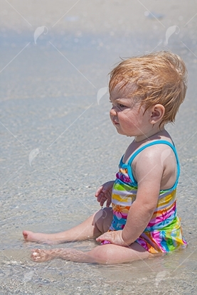 Picture of Baby Girl In Water on beach 2