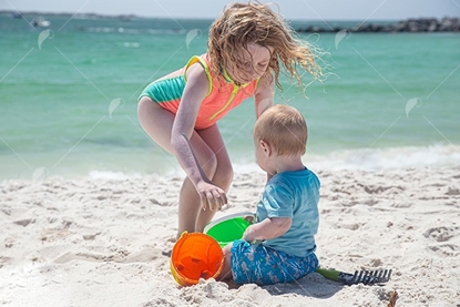 Picture of Children Playing on the Beach