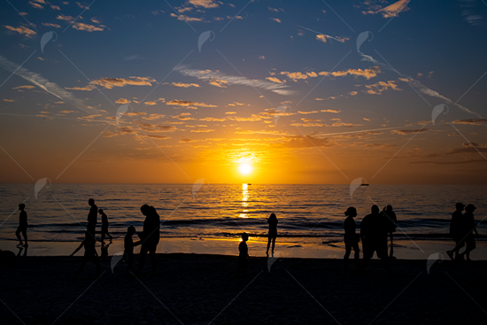 Picture of People Playing On Beach Sunset
