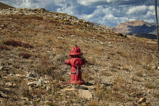 Picture of Red Fire Hydrant in the mountains