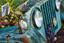 Picture of Blue Vintage Jeep Planter