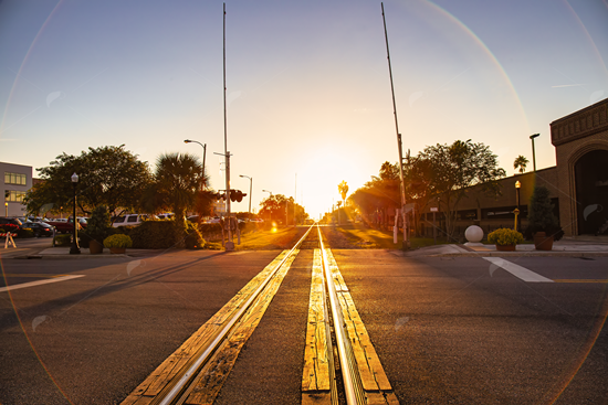 Picture of Downtown Railroad at Sunset